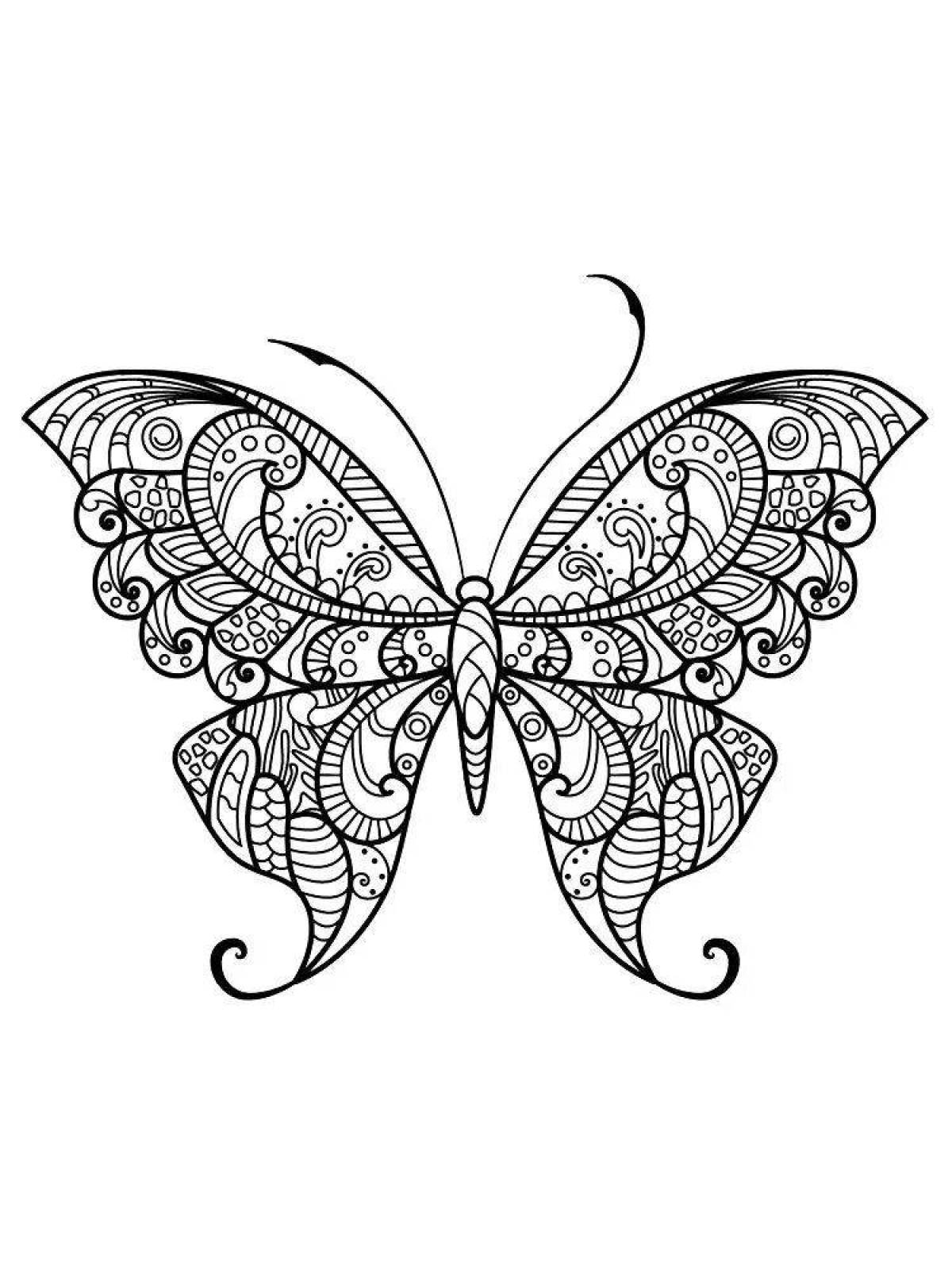 Игривая страница раскраски бабочки