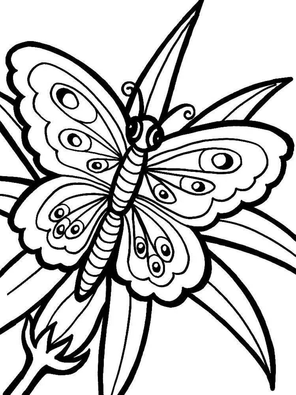 Coloring book hypnotic butterfly