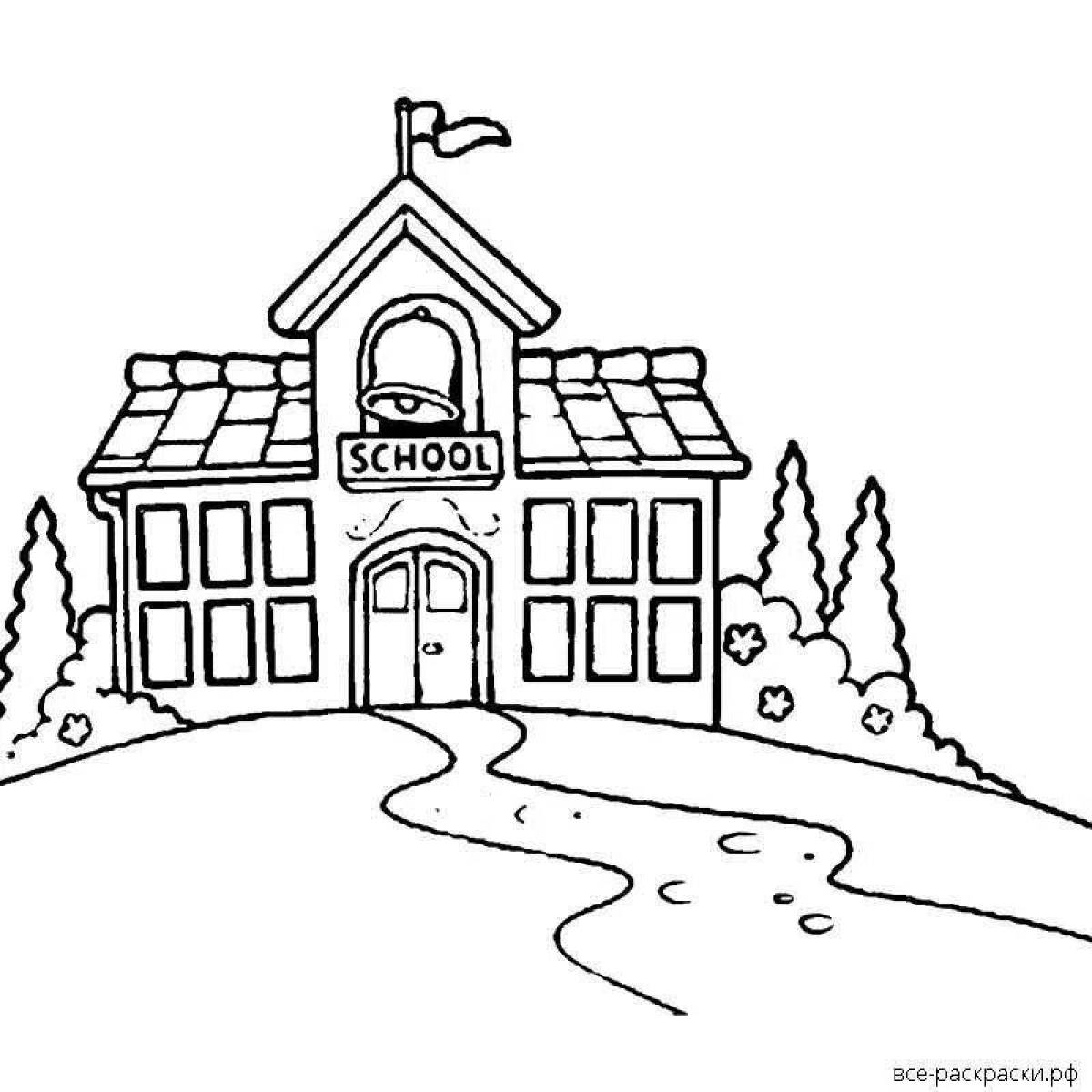 Fairytale school building coloring page