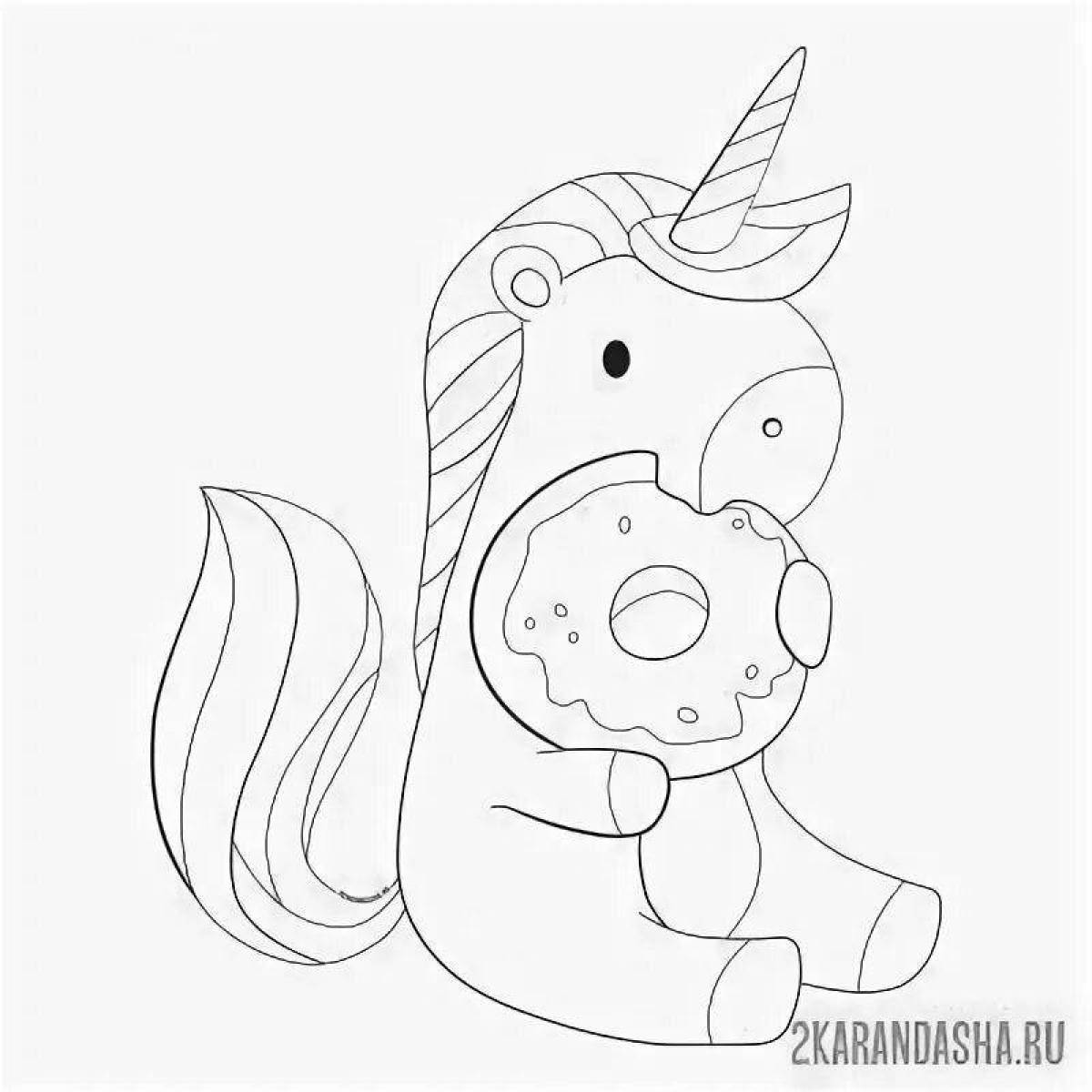 Radiant coloring page unicorn donut