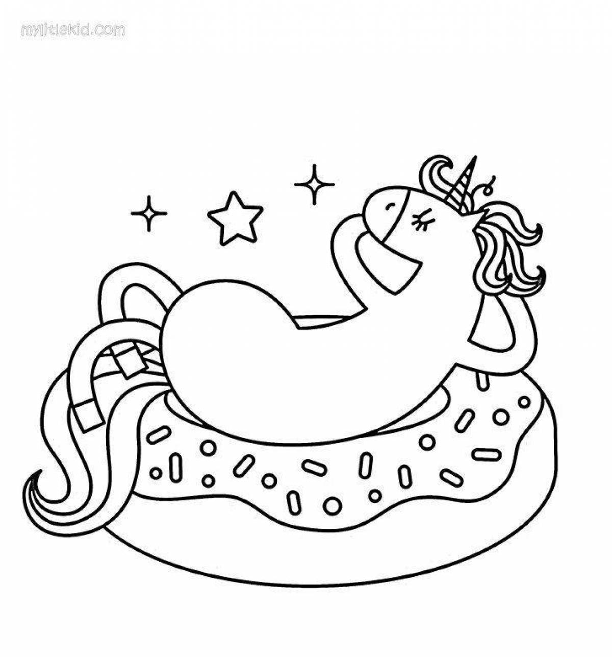Fancy coloring unicorn donut