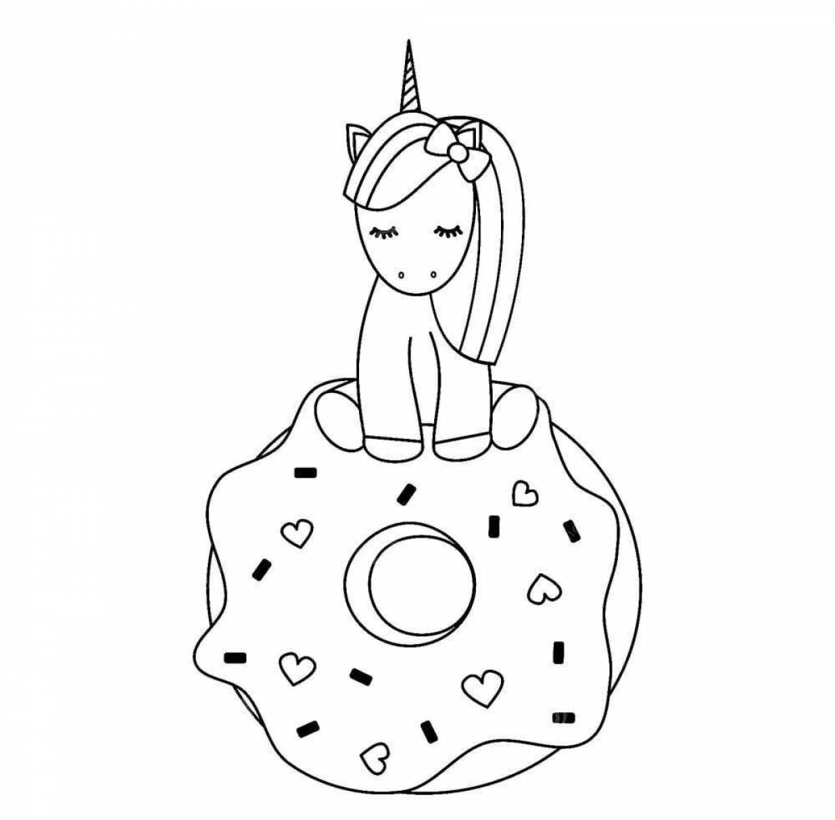 Unicorn donut glossy coloring book