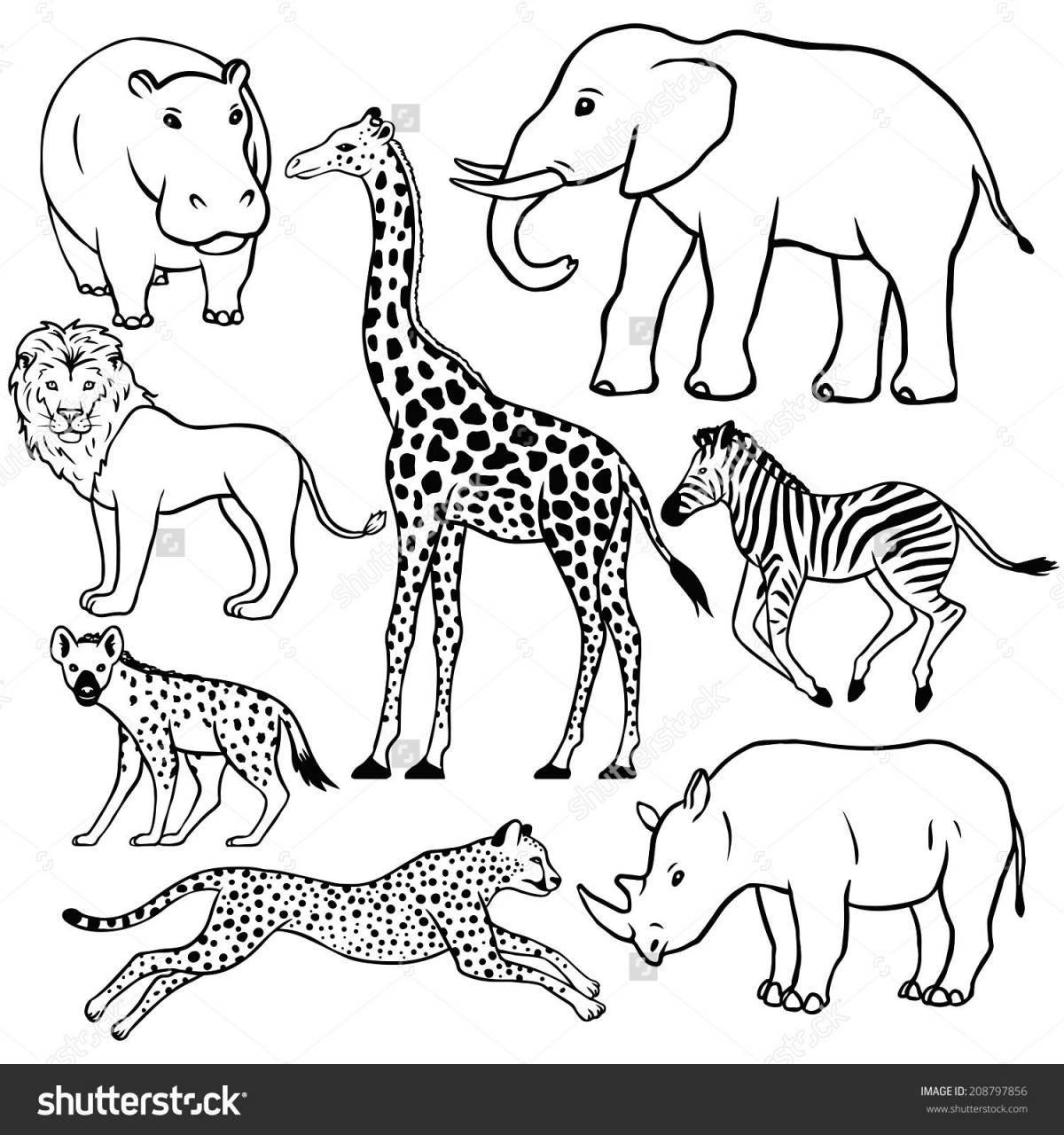 Colorful savanna animal coloring page
