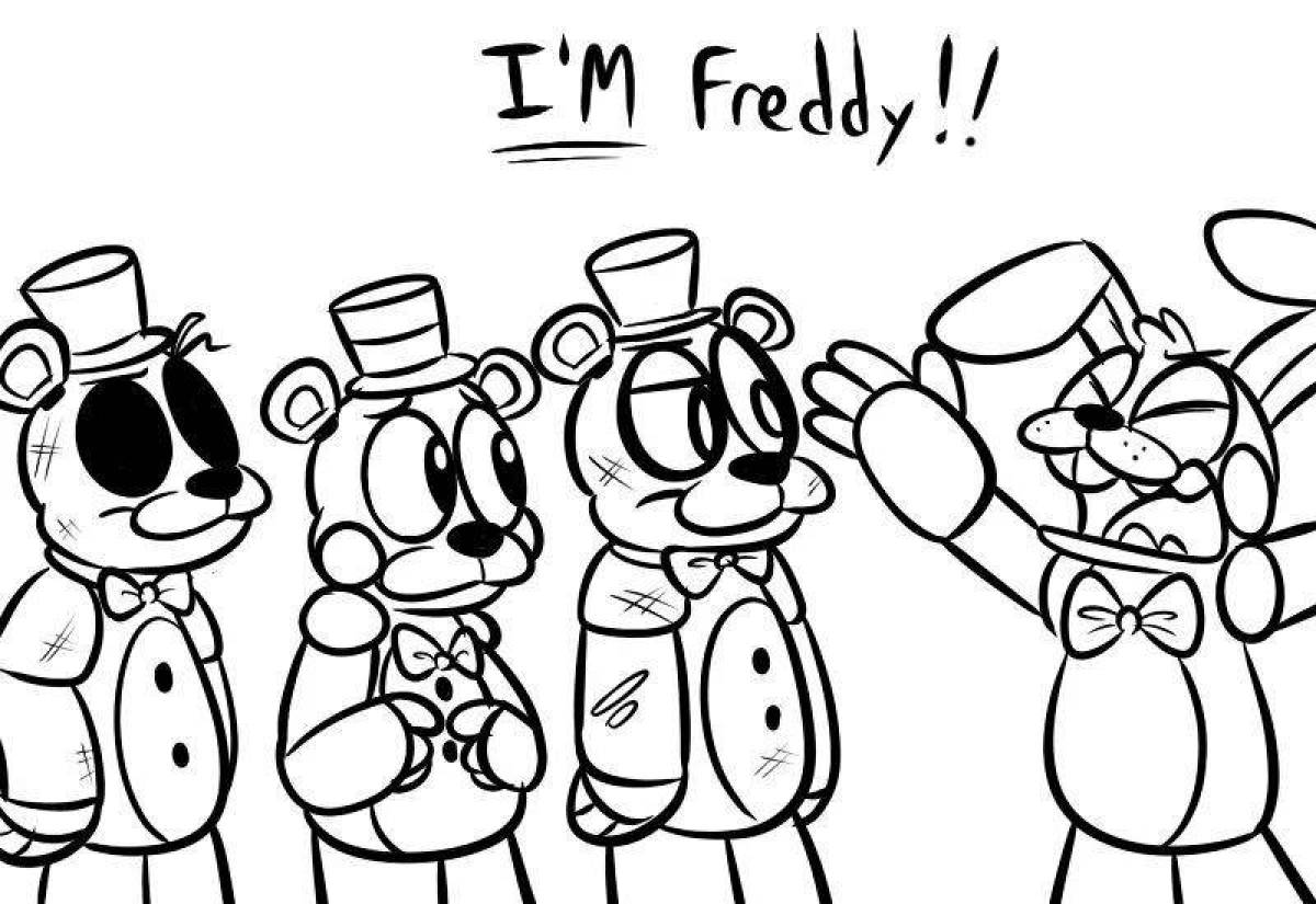 Radiant coloring page of monty from fnaf