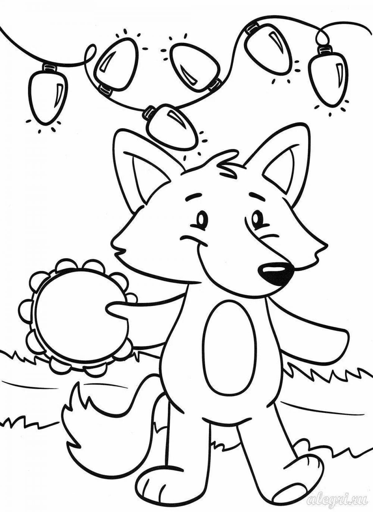 Festive Christmas wolf coloring book