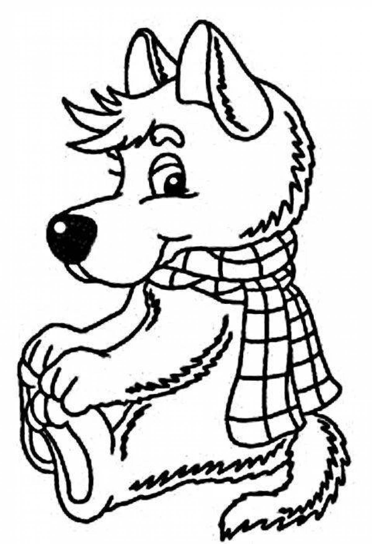 Glorious Christmas wolf coloring page