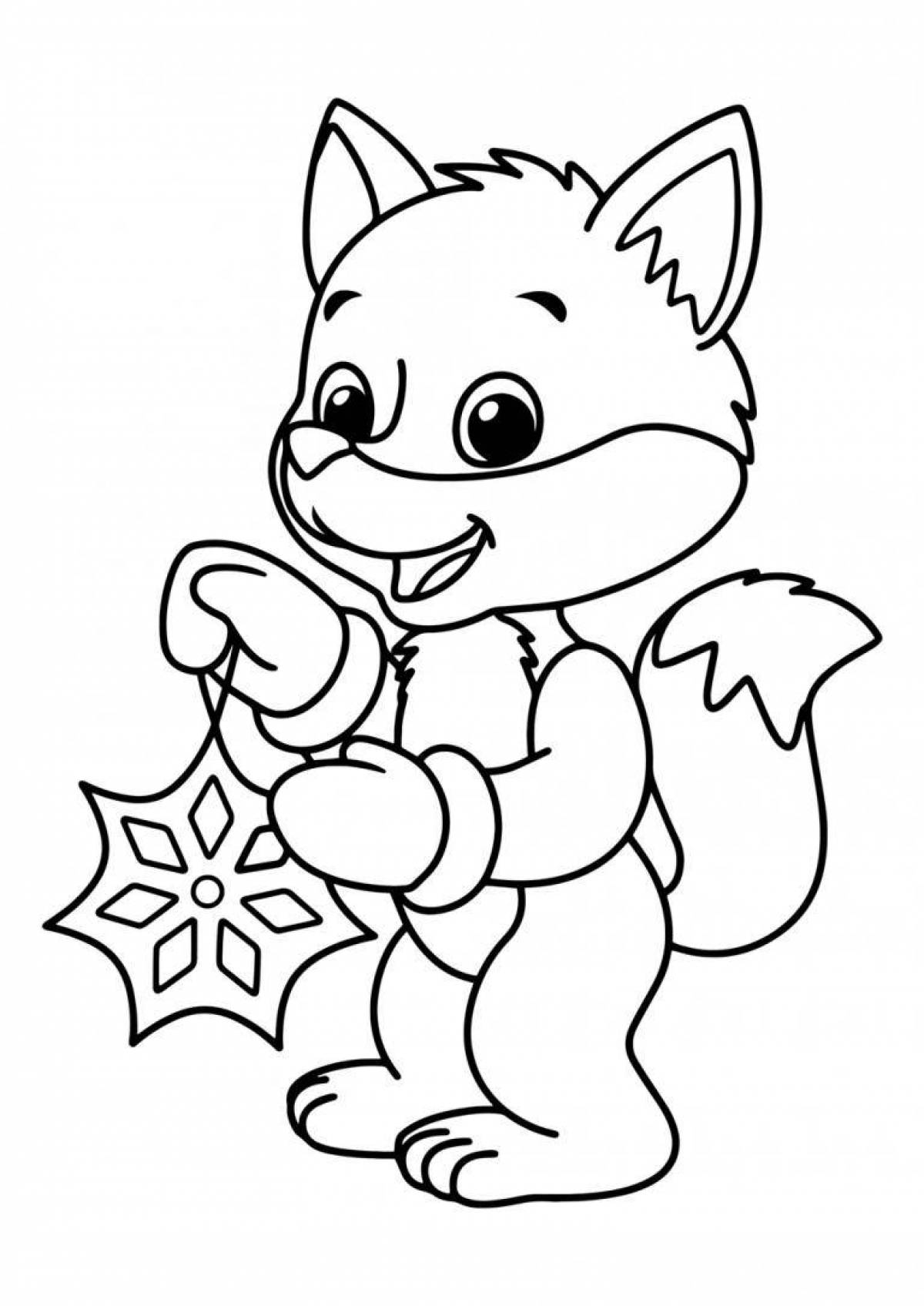 Bright Christmas coloring wolf
