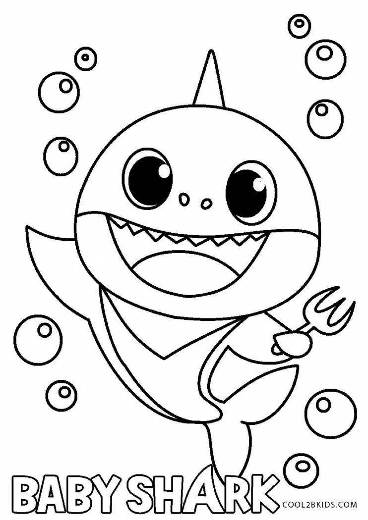 Coloring page happy shark