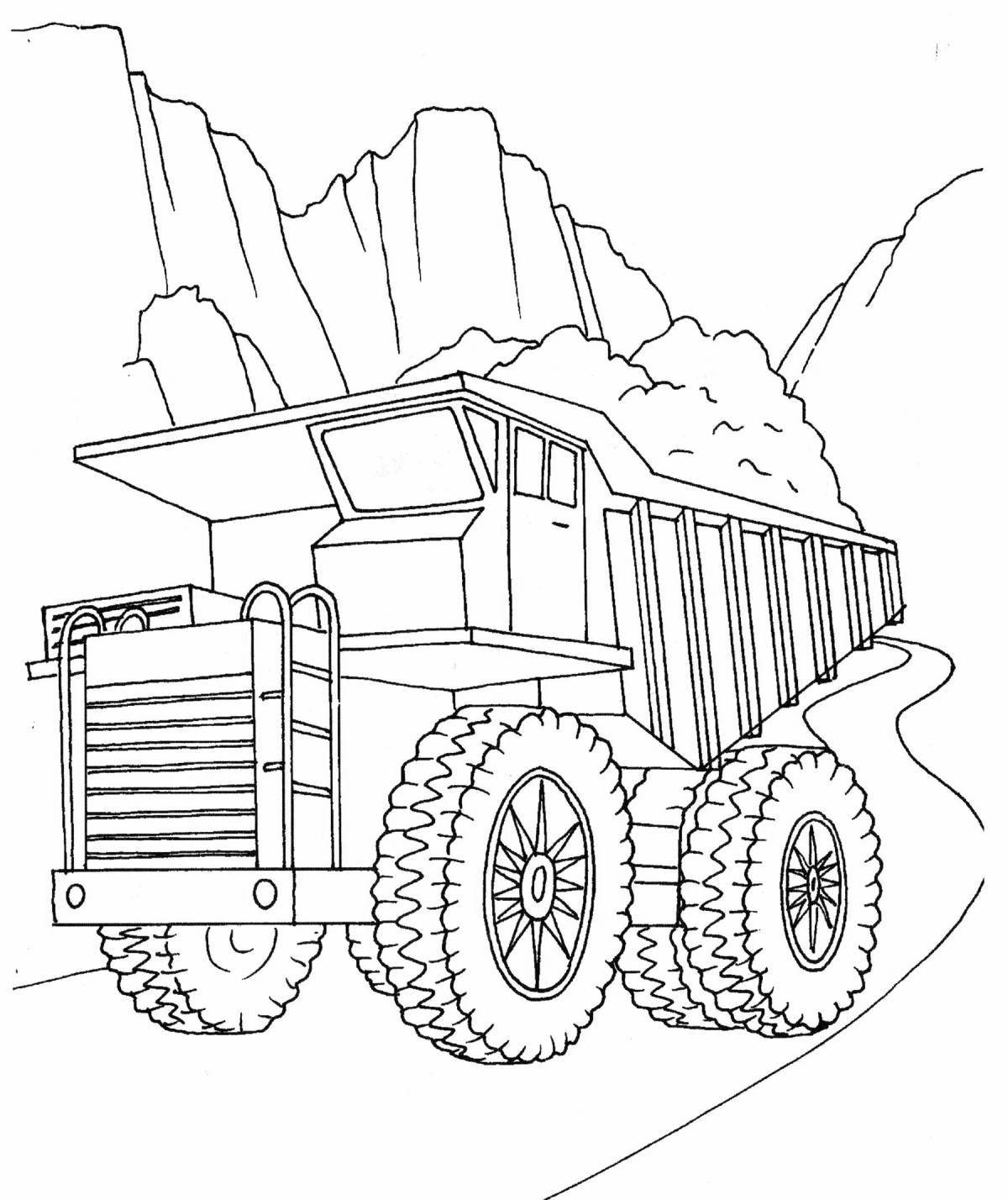 Colourful dump truck coloring book
