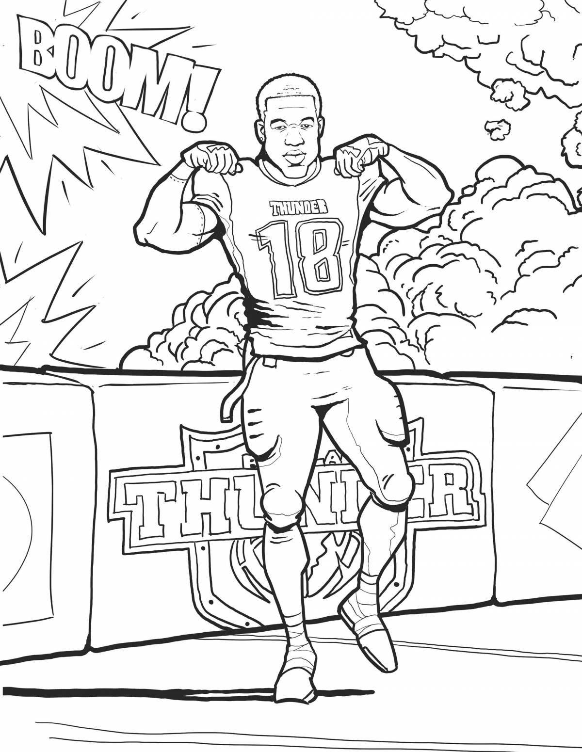 Coloring page happy football player