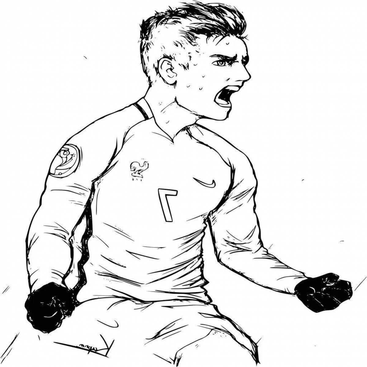 Glowing football player coloring page