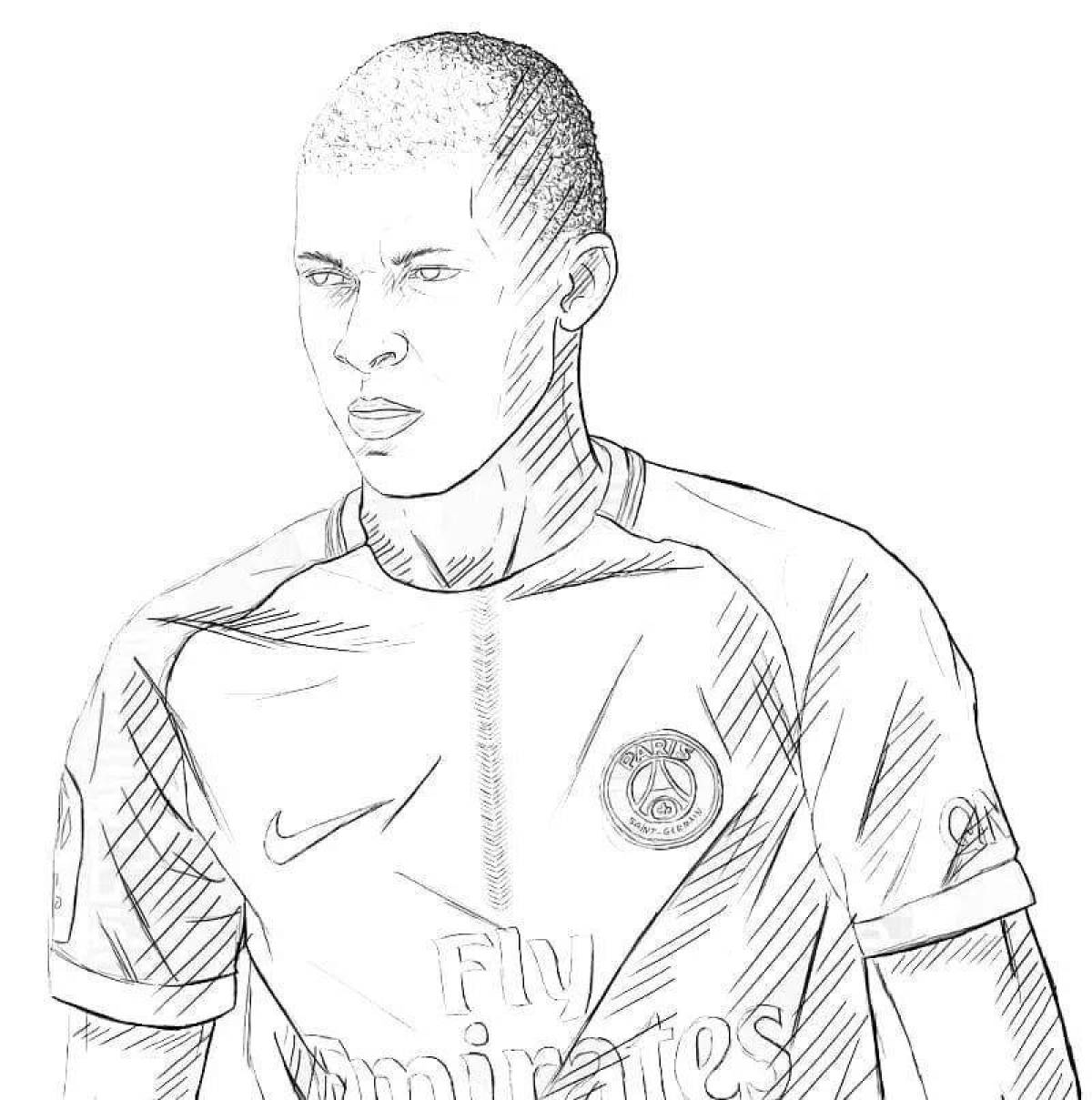 Coloring page of a fascinating football player