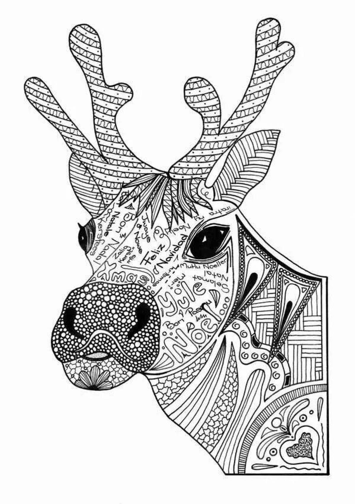 Coloring book charming deer antistress