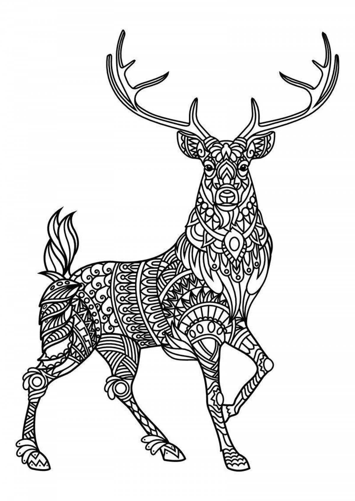 Coloring book joyful deer antistress