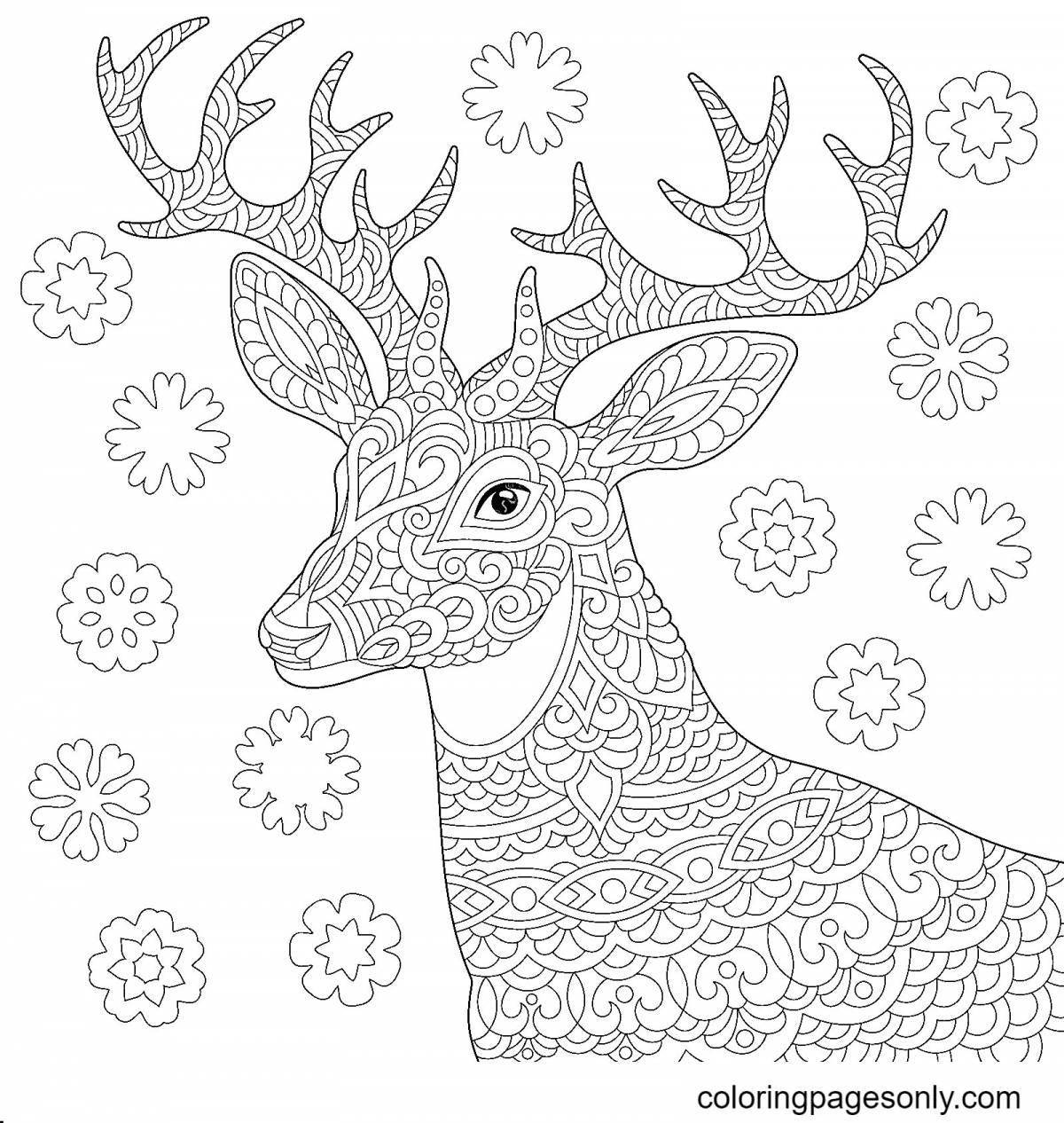 Coloring book soothing deer antistress
