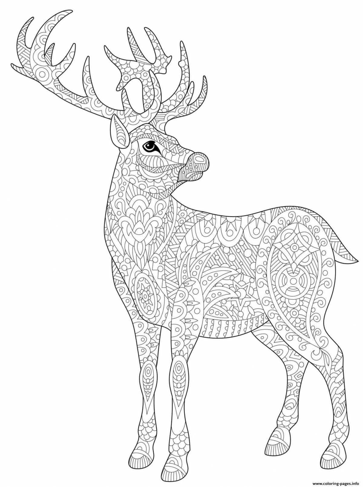 Colorful deer antistress coloring book
