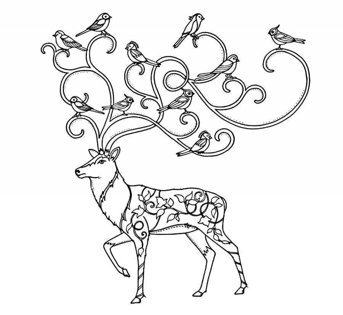 Fancy deer antistress coloring book