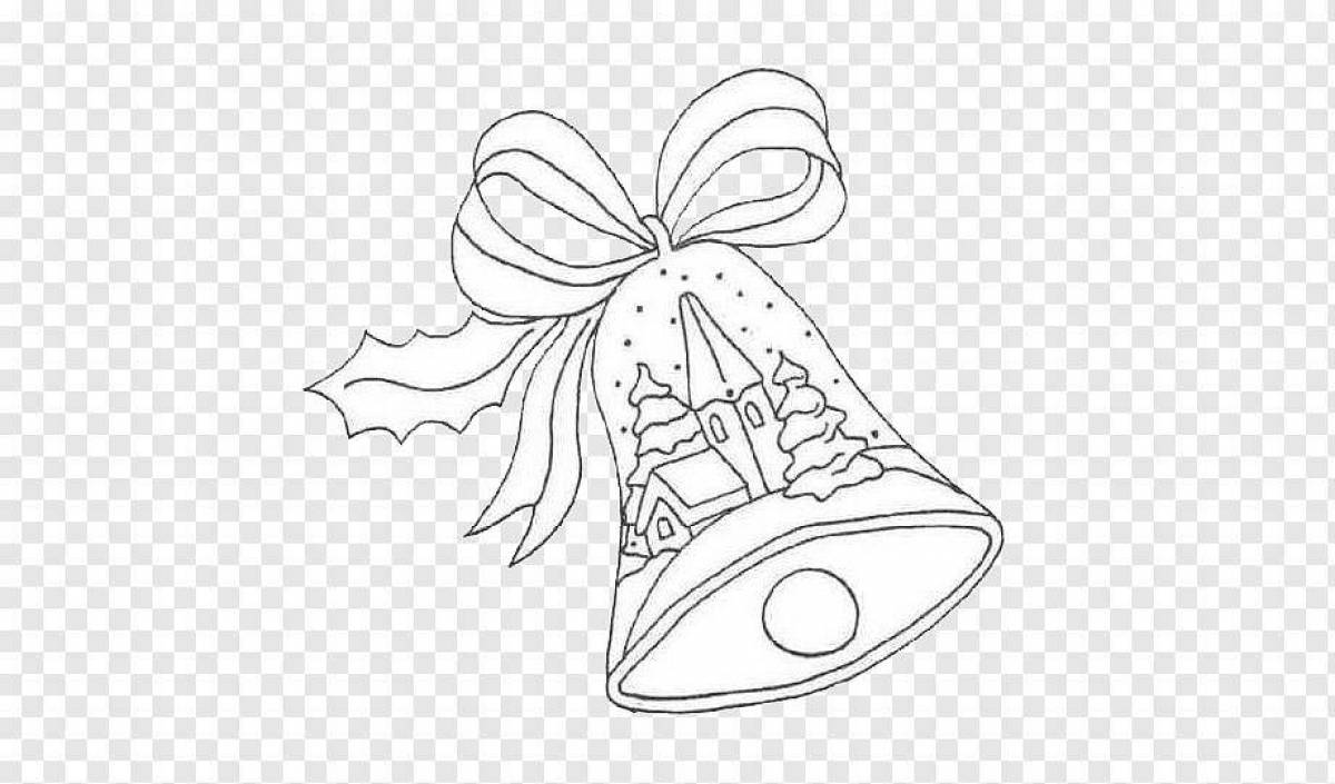 Coloring book festive New Year's bell