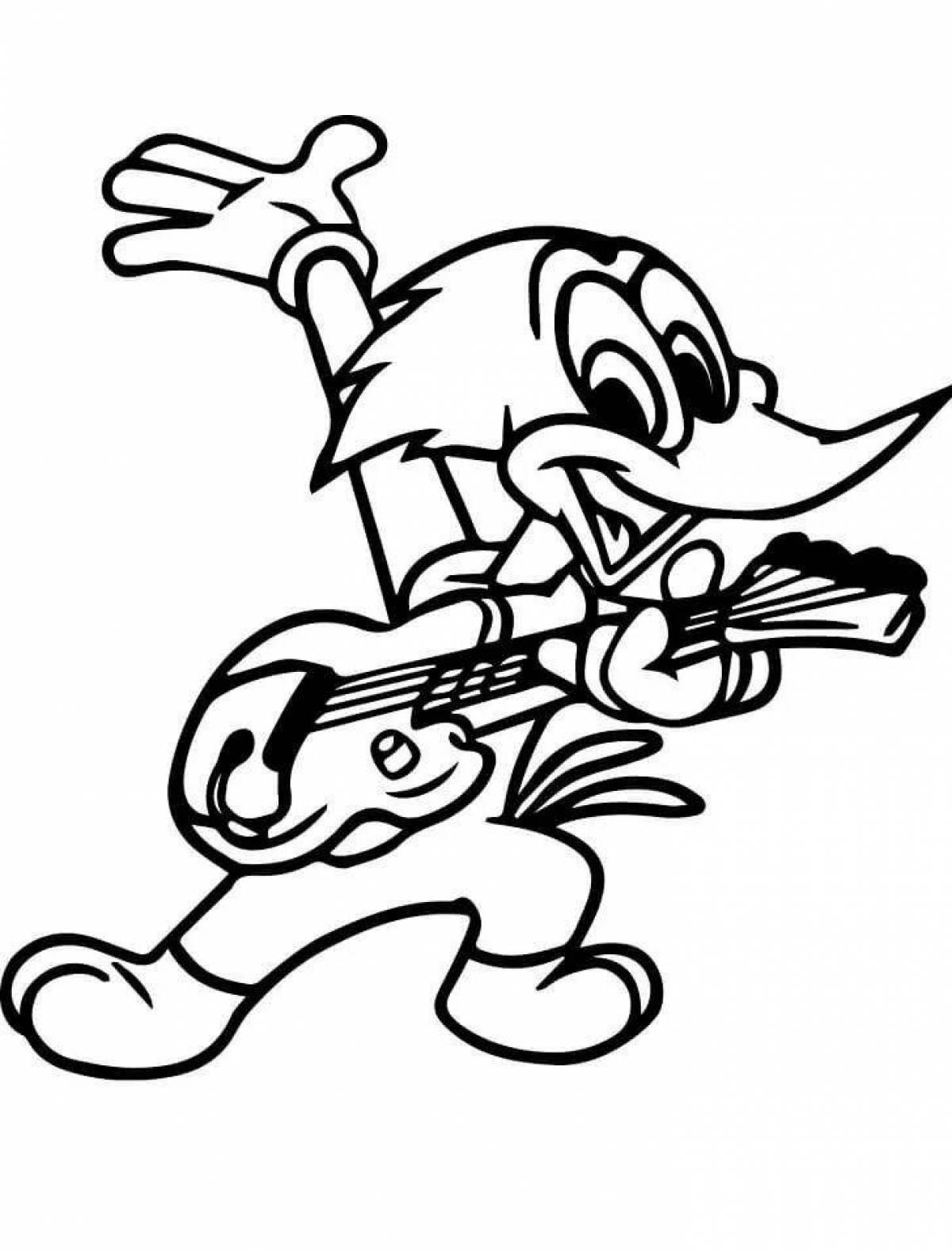 Colorful woody woodpecker coloring page