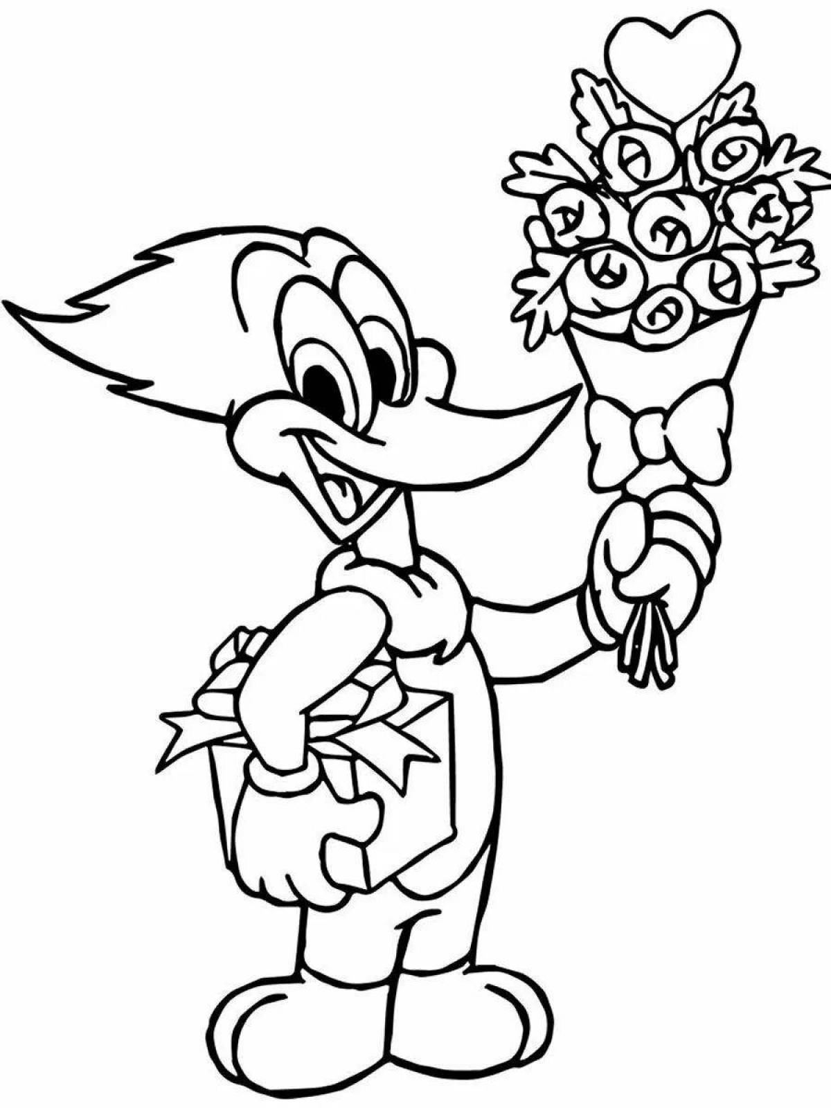 Coloring book shiny woody woodpecker