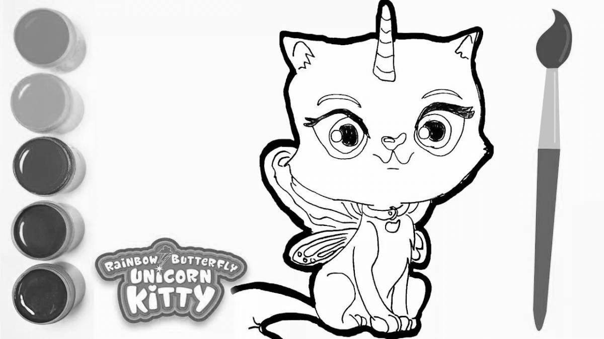 Adorable rainbow cat coloring book