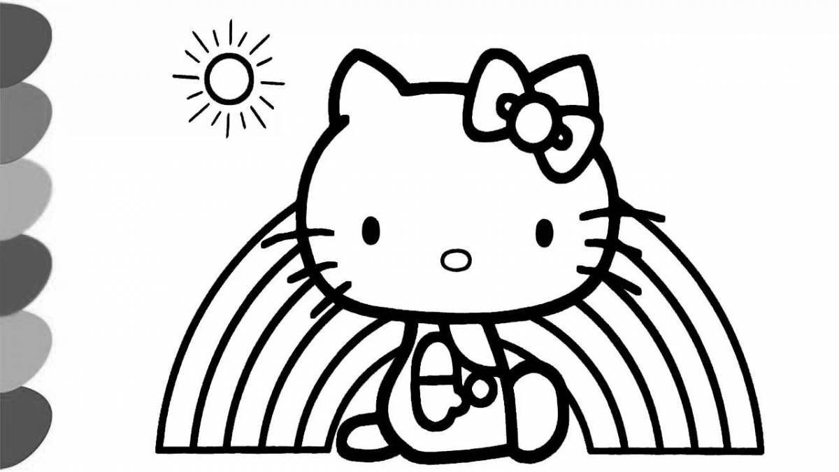 Coloring page dazzling rainbow cat