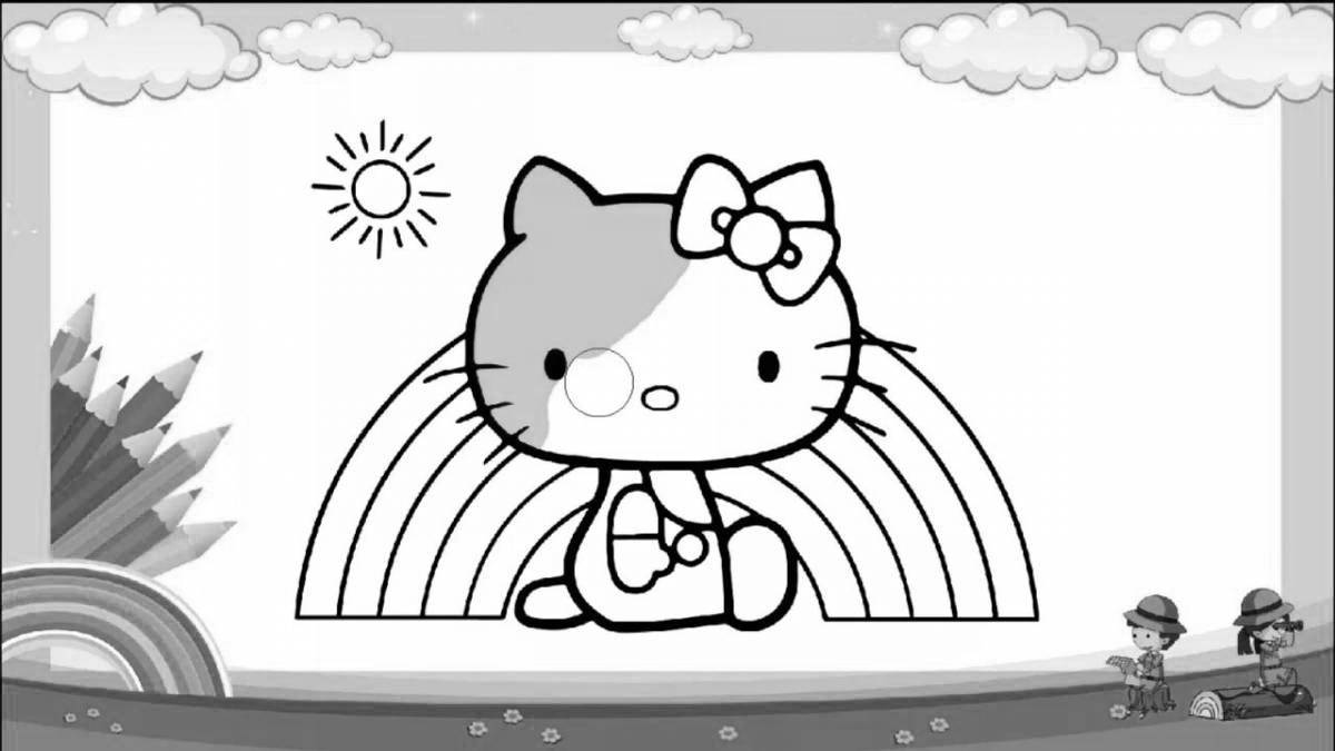 Fine rainbow cat coloring page
