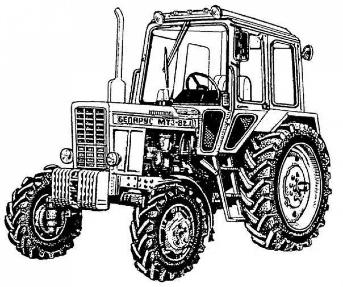Colorful tractor coloring page belarus