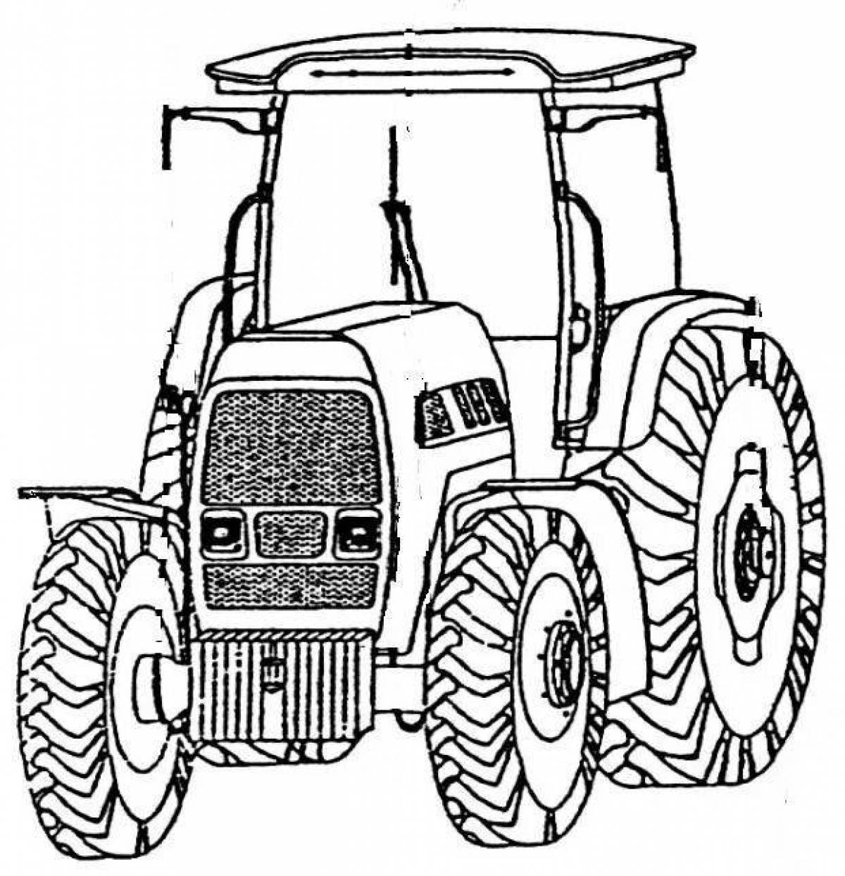Яркая страница раскраски белорусского трактора