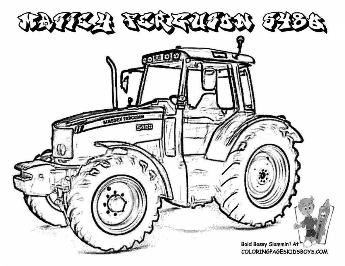 Coloring page joyful belarusian tractor