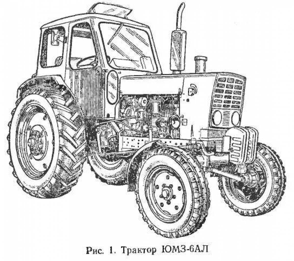 Игривая страница раскраски белорусского трактора