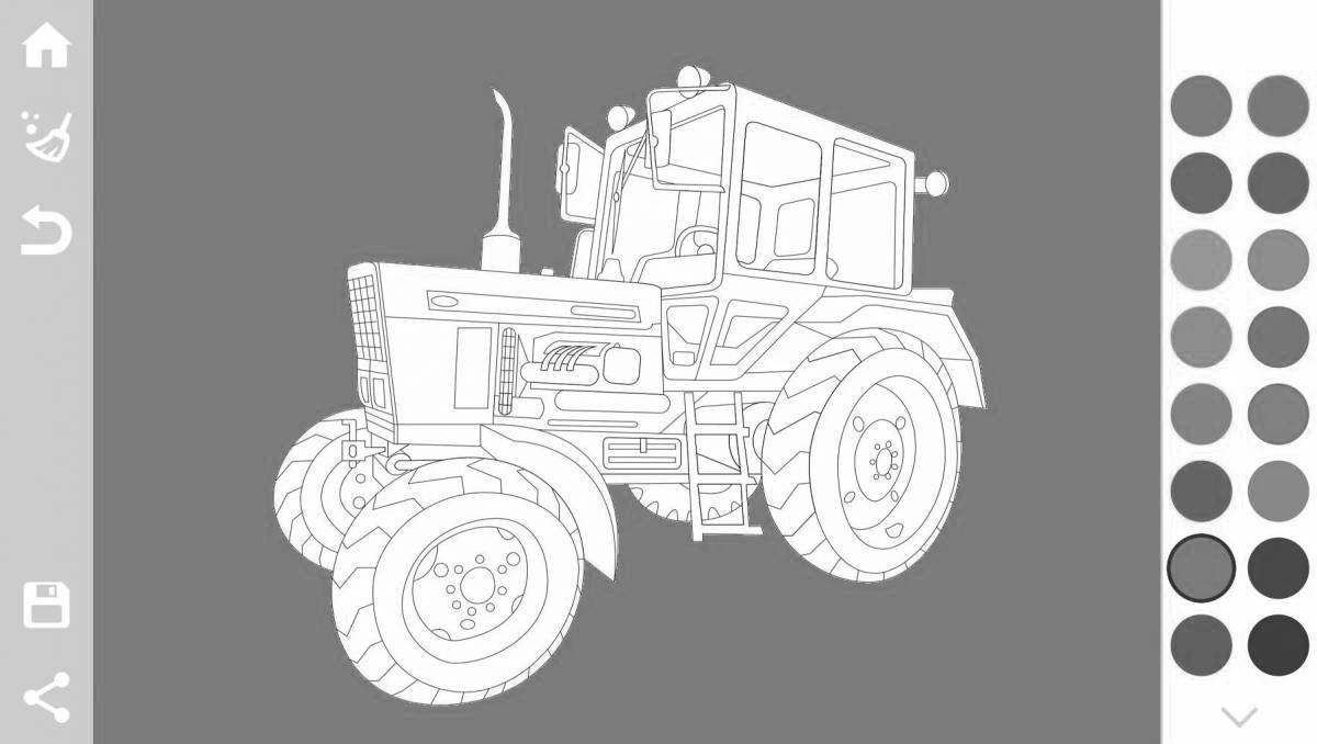 Fun coloring tractor Belarus