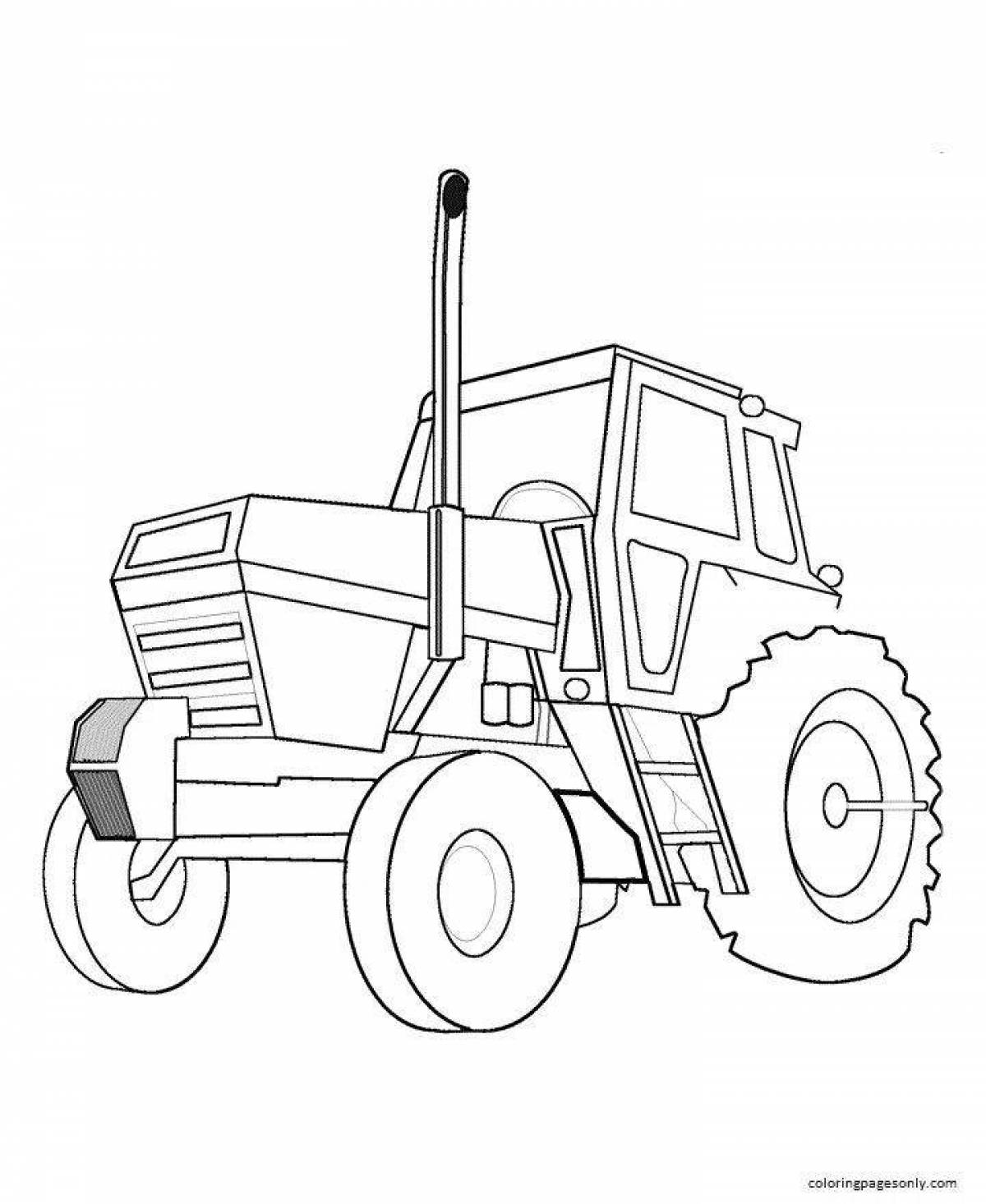 Fancy Belarusian tractor coloring page