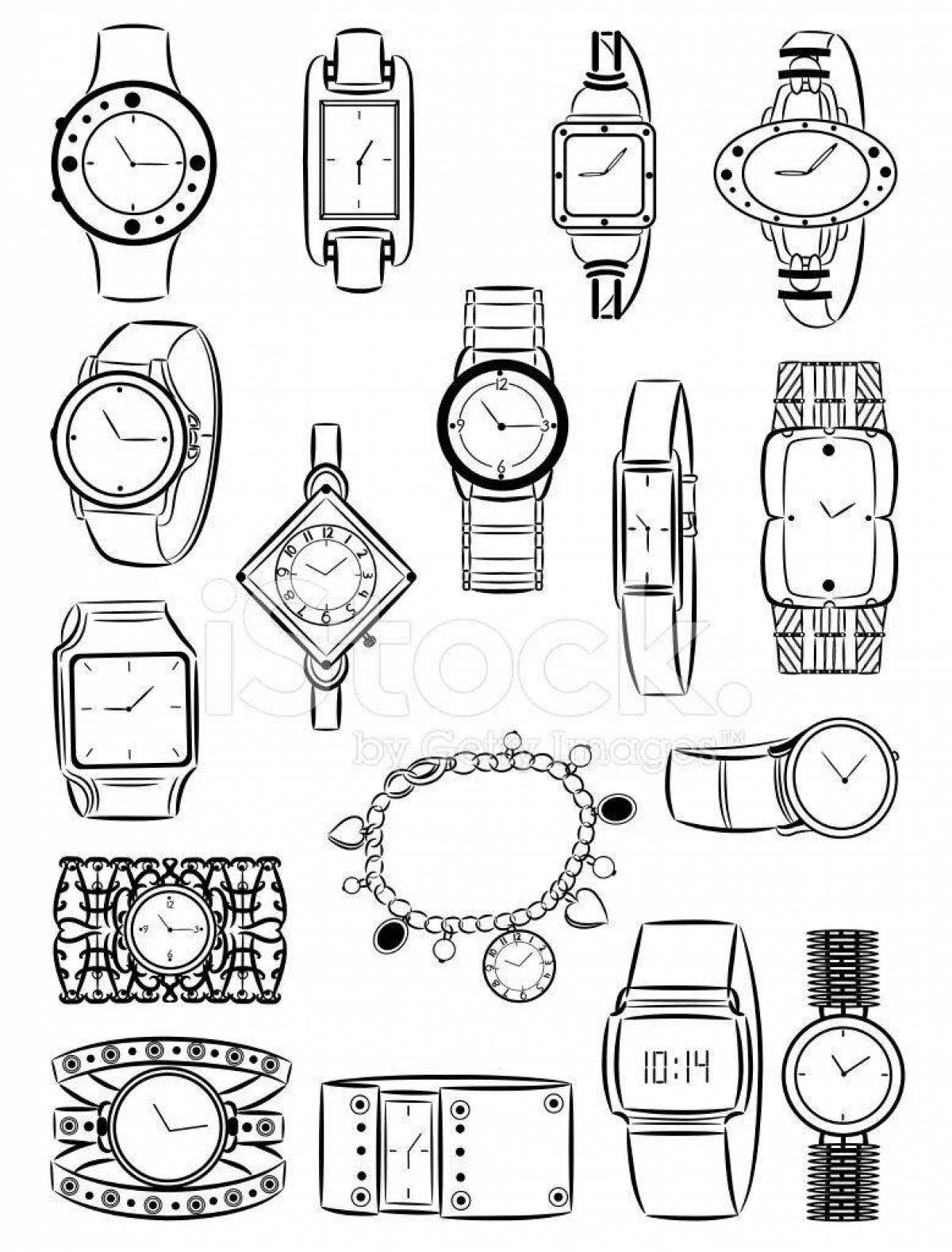 Detailed watch coloring page