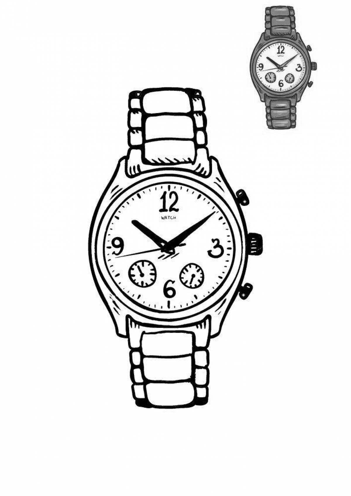 Playful watch coloring page