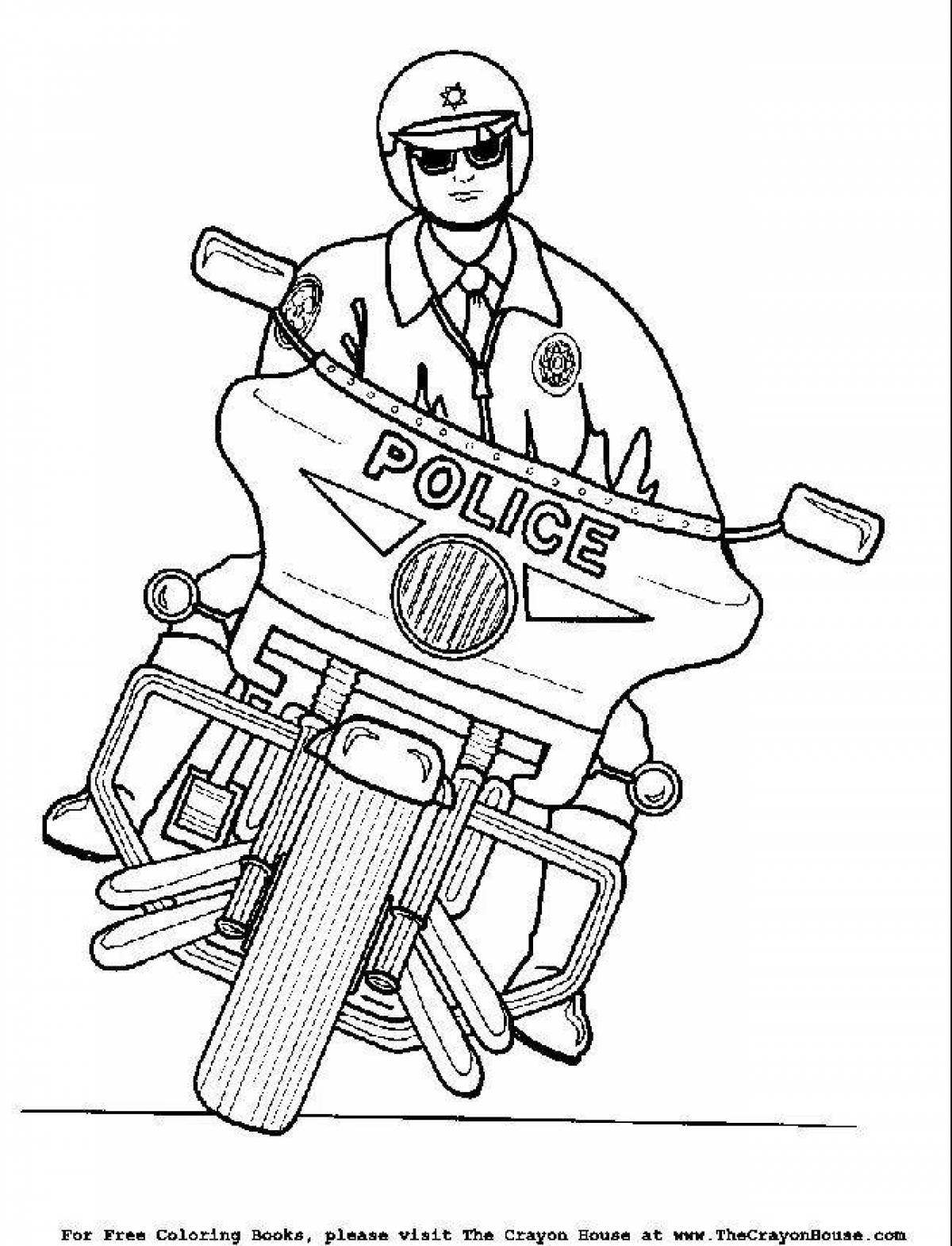 Полицейский мотоцикл раскраска для детей