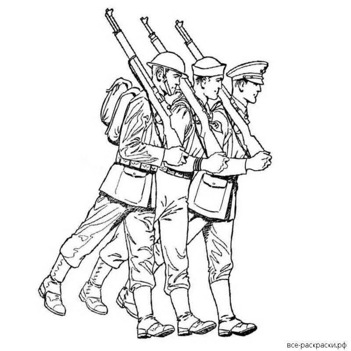 Раскраска солдаты Российской армии
