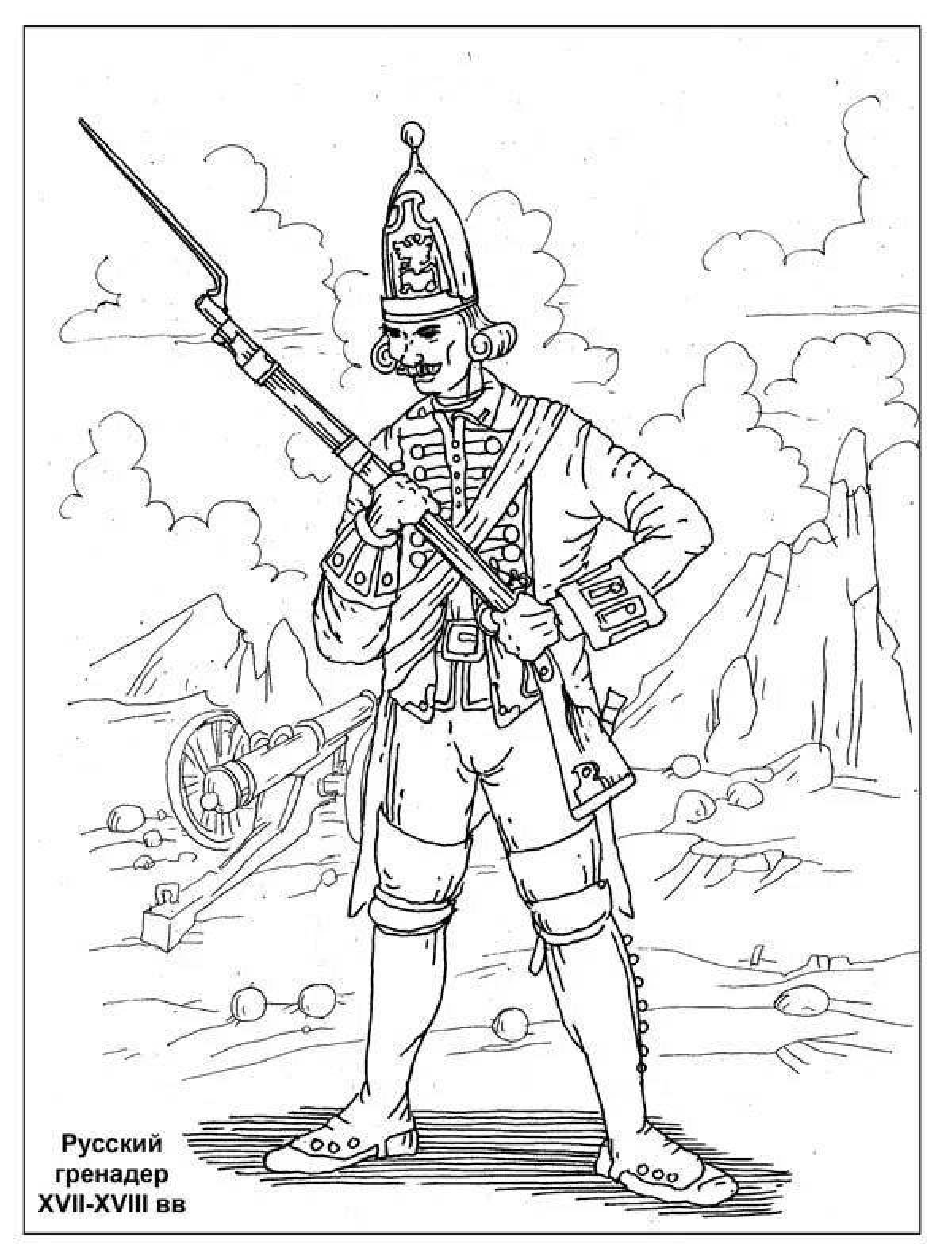 Dashing Russian soldier coloring page