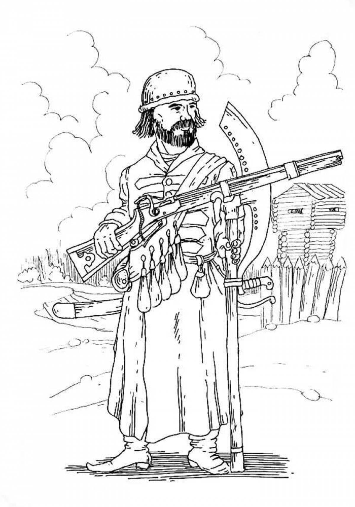 Coloring page amazingly famous Russian soldier