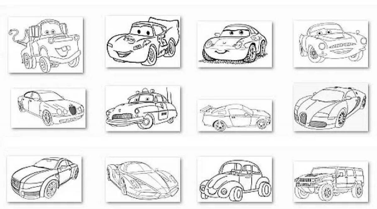 Coloring page inviting cars