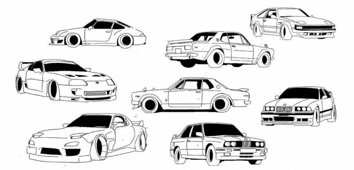 Charming cars coloring book