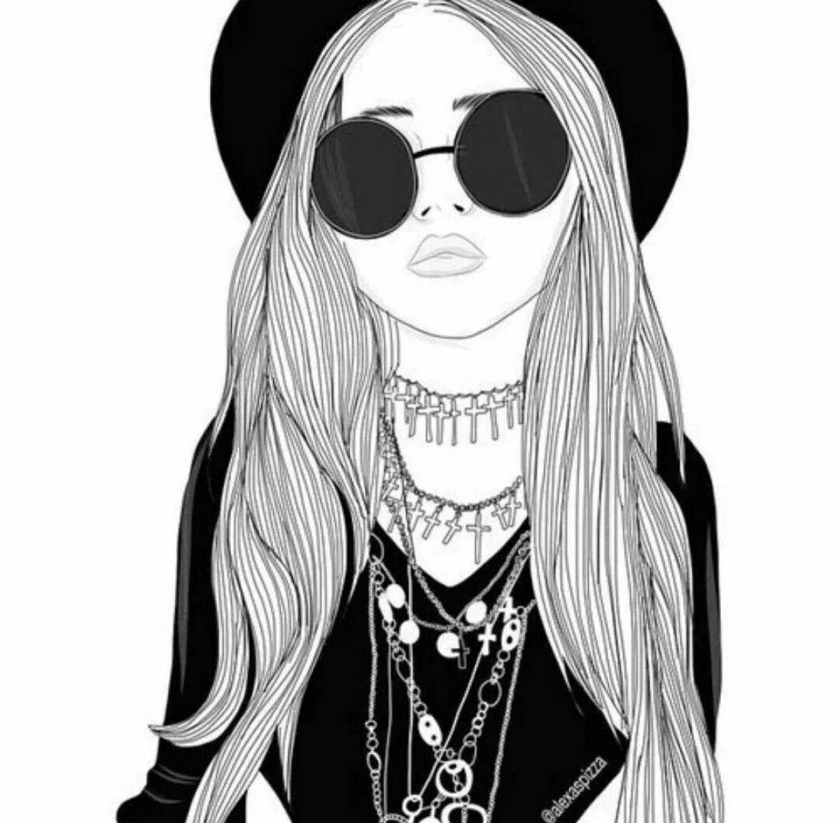 Stylish cool coloring book for girls