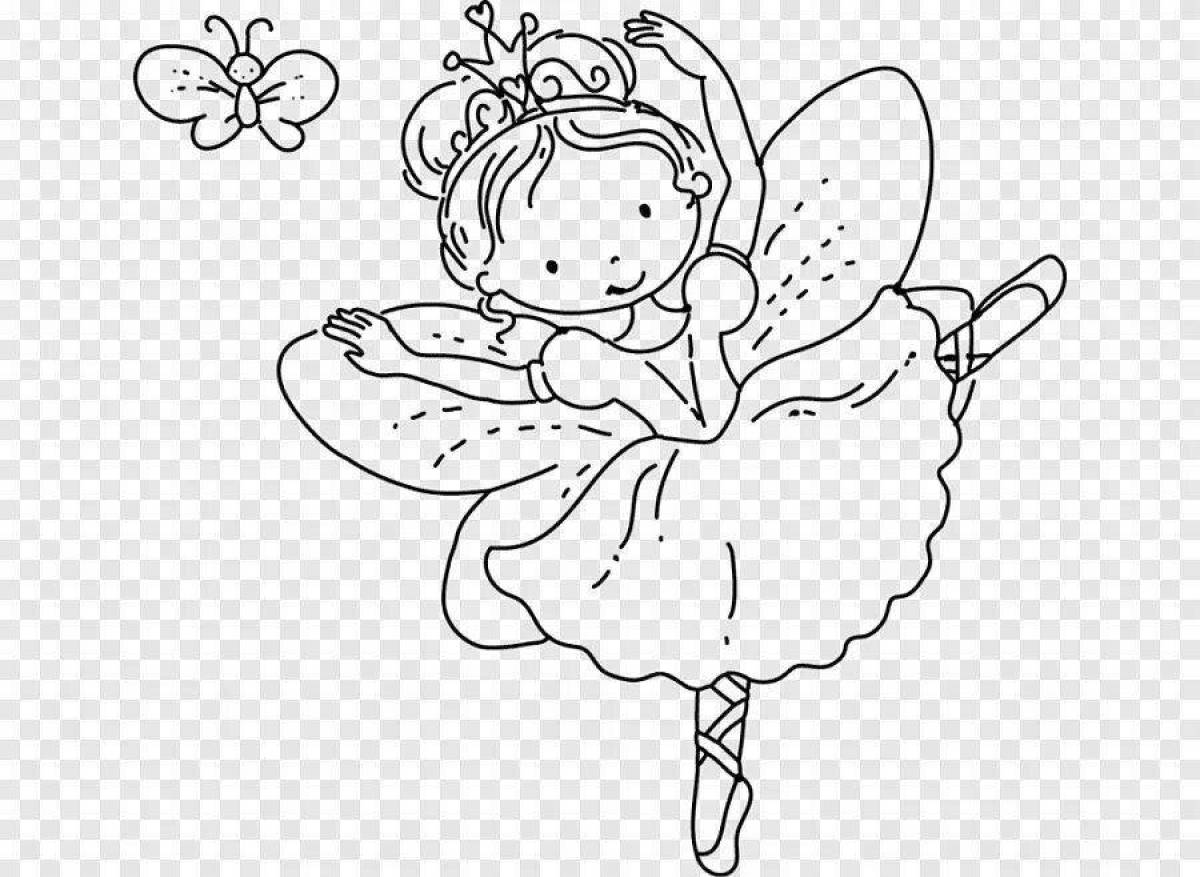 Adorable little fairy coloring page