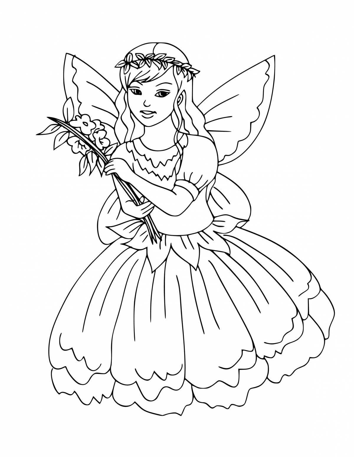 Coloring book sparkling little fairy