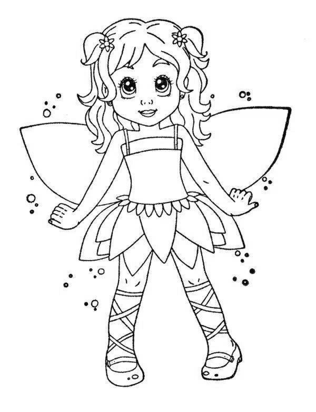 Coloring book shining little fairy