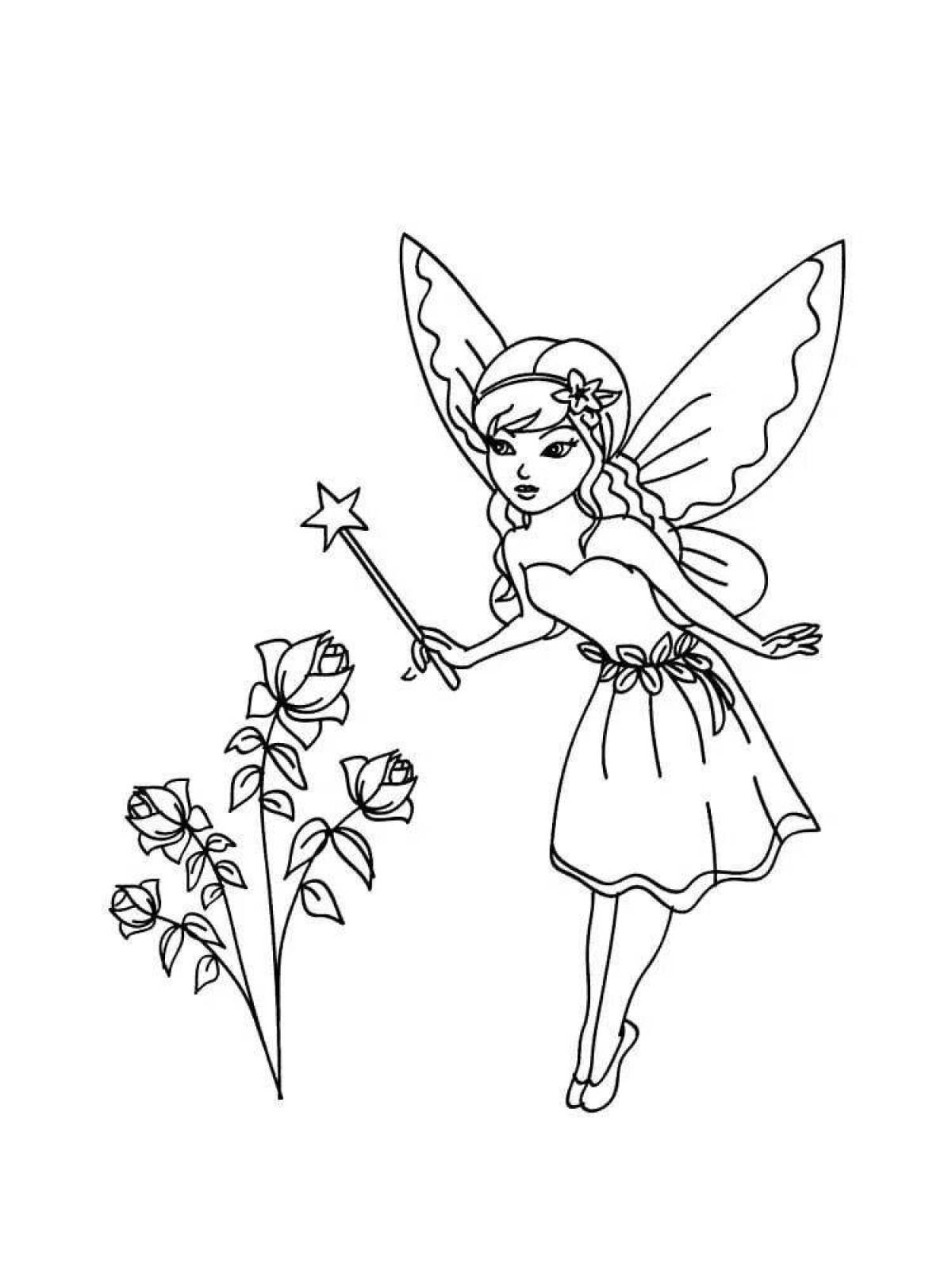 Coloring page playful little fairy