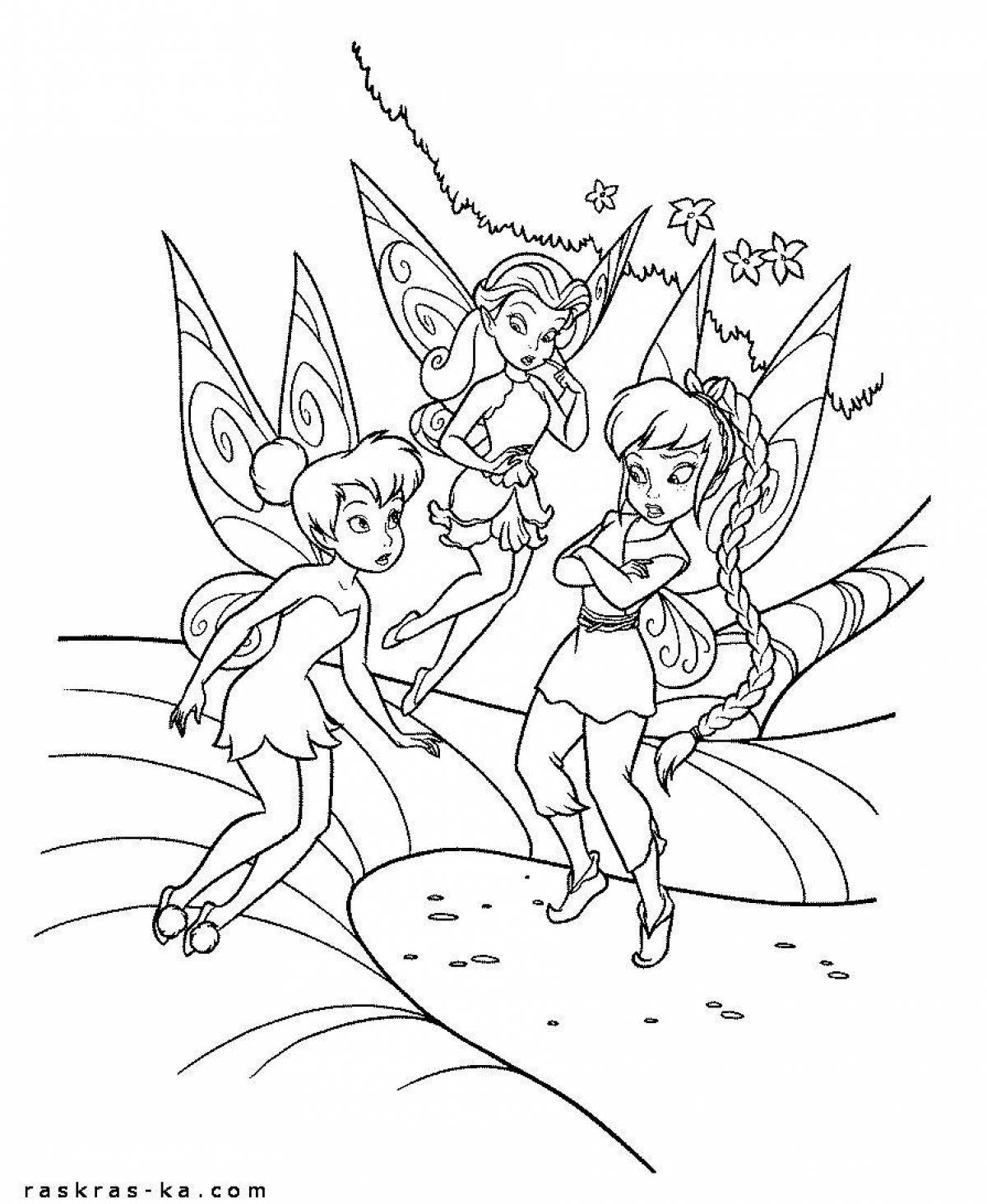 Coloring page funny little fairy