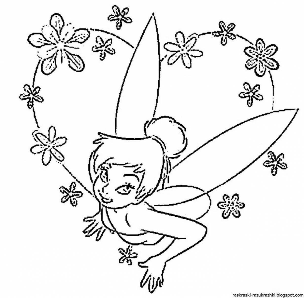 Анимированная страница-раскраска «маленькая фея»