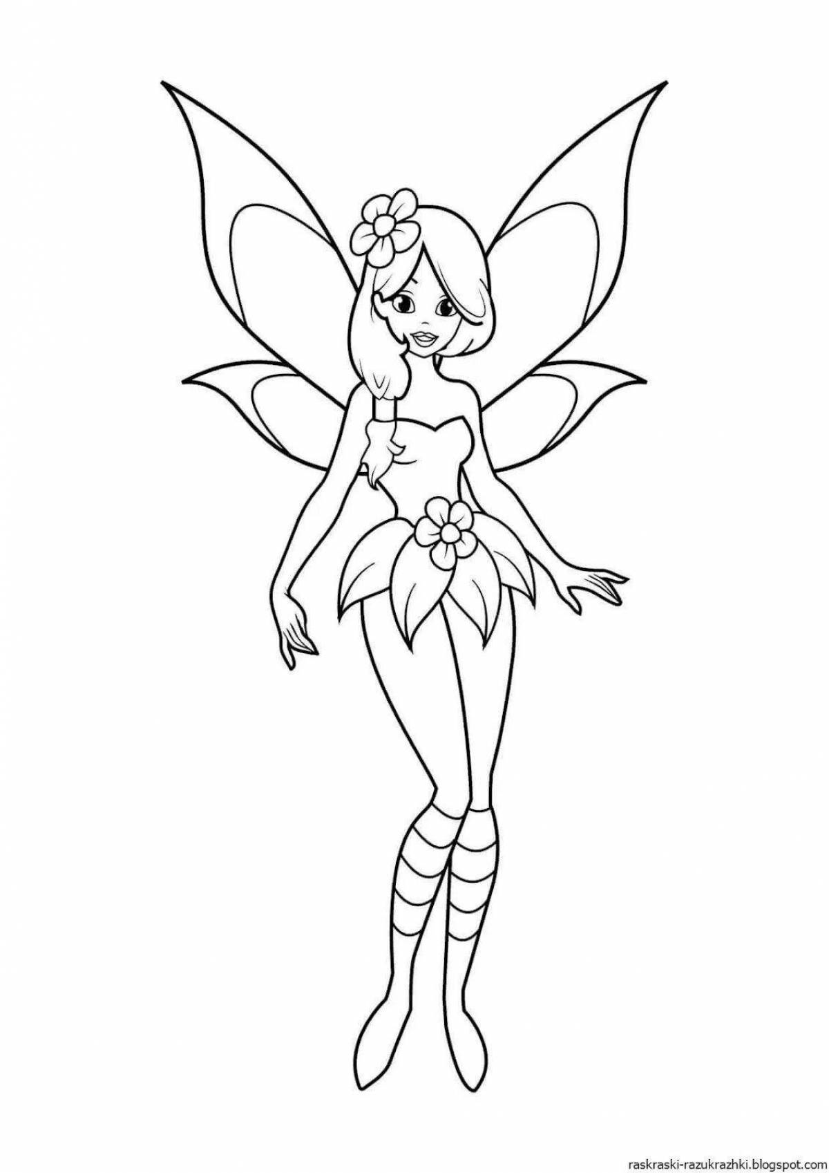 Coloring page energetic little fairy