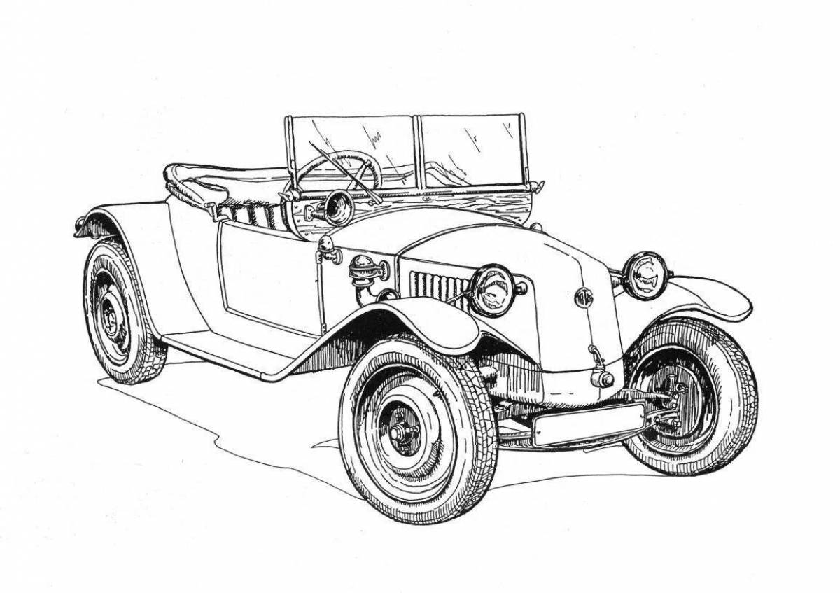 Coloring book with spectacular retro car